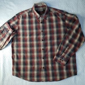 Ruff Hewn Plaid Button Down Lt Weight Cotton Long Sleeve Mens Shirt-L